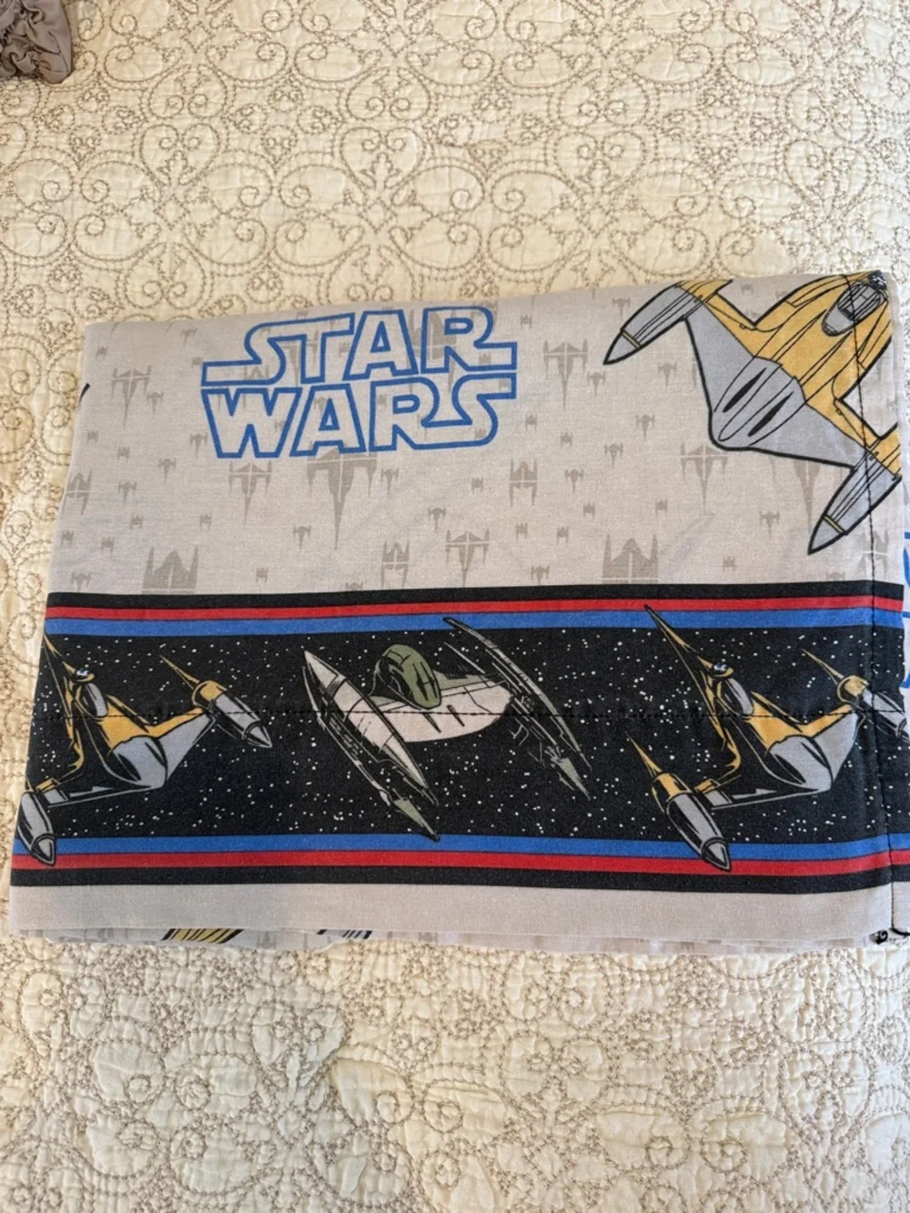 STAR WARS Phantom Menace Starfighter TWIN Flat Sheet ONLY 1999 Vintage